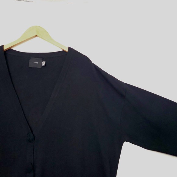 Pura Cardigan Sweater Button Front‎ Oversized Minimalist Relaxed Black Size 1X - Picture 6 of 8